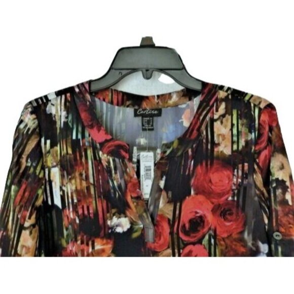 Cartise Semi-Sheer Floral Blouse Tunic Top Sz 8 NWT - Picture 2 of 5